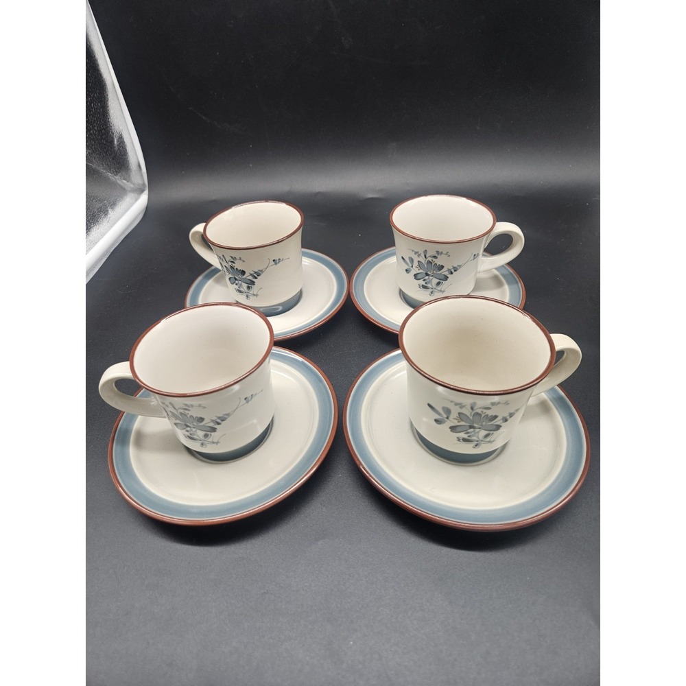 Vintage Noritake Stoneware Pleasure Tea Cup And Saucers Set Of 4